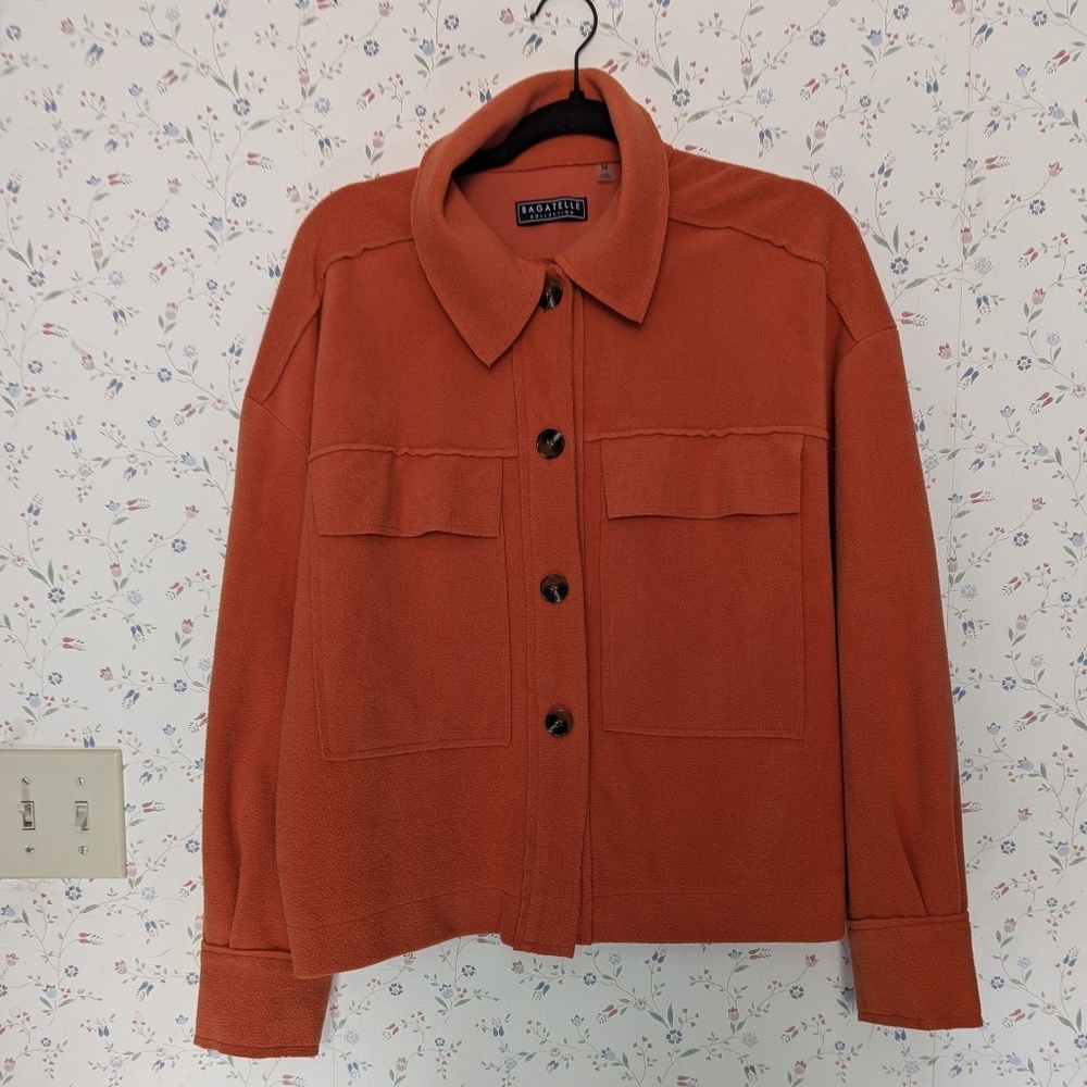 🧡 Bagatelle Collection M Women's Orange Box Crop Jacket Shacket